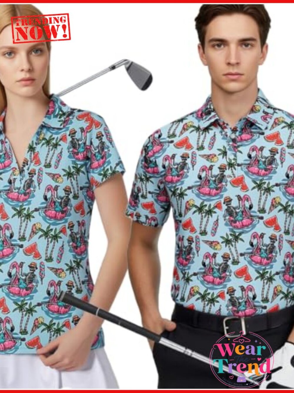 Matching Golf Polo Shirts for Couples Funny Short Sleeve Performance Polos